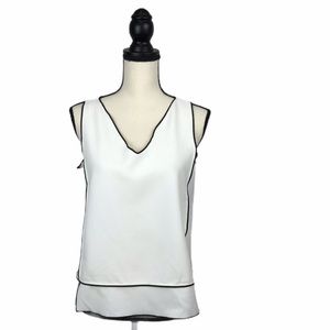 Zara Sleeveless Blouse with Black Piping. Size Small.